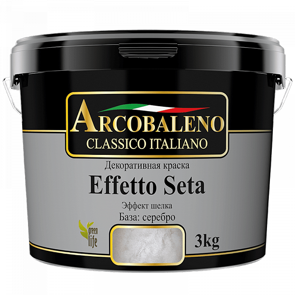 Краска Arcobaleno(Радуга) Декоративная краска Arcobaleno Effetto Seta База: серебро (1)